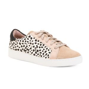 Crevo Leather Print Detail Suede Sneakers